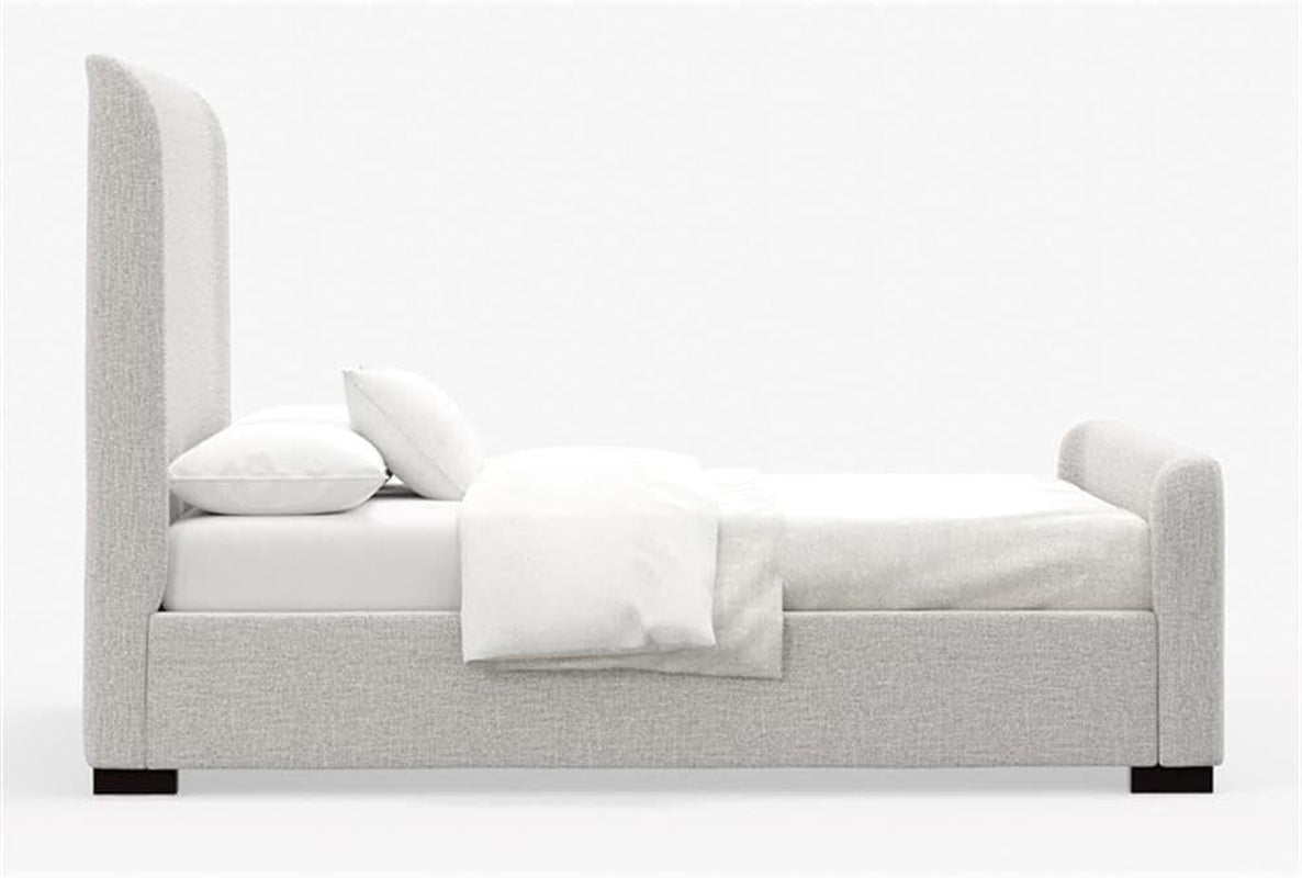 California King Platform Bed Stone Beige Upholstered