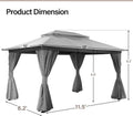 Outdoor Gazebo 10x13 With Mosquito Netting Weatherproof