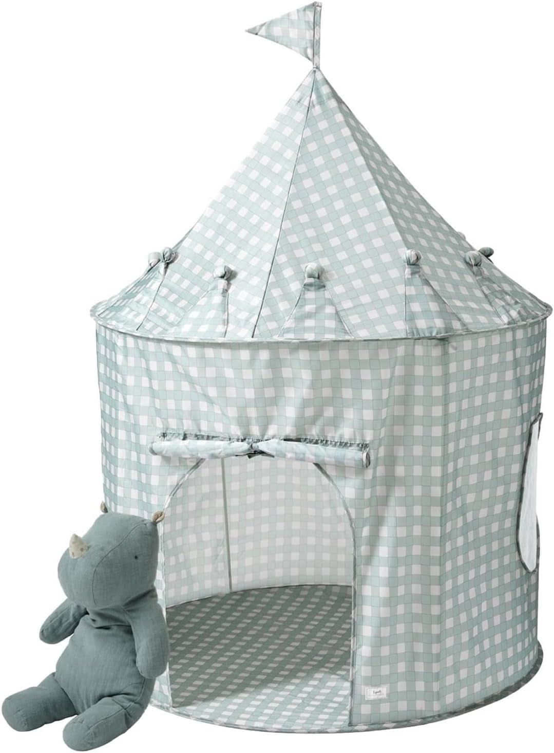 Kids Play Tent Blue Gingham Environmentally Friendly Fabric