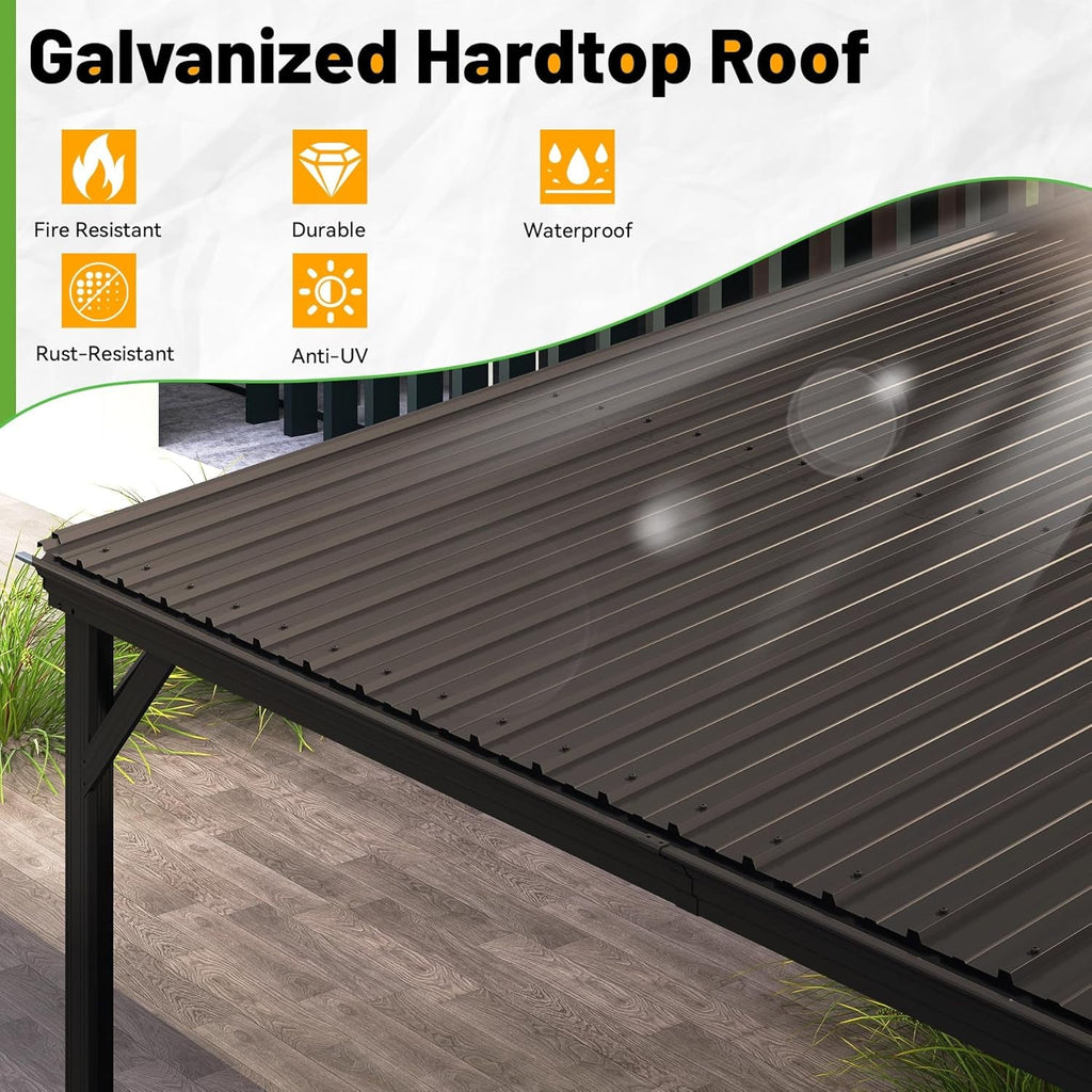 10x14 Ft WallMounted Gazebo WeatherproofRustResistant Hardtop