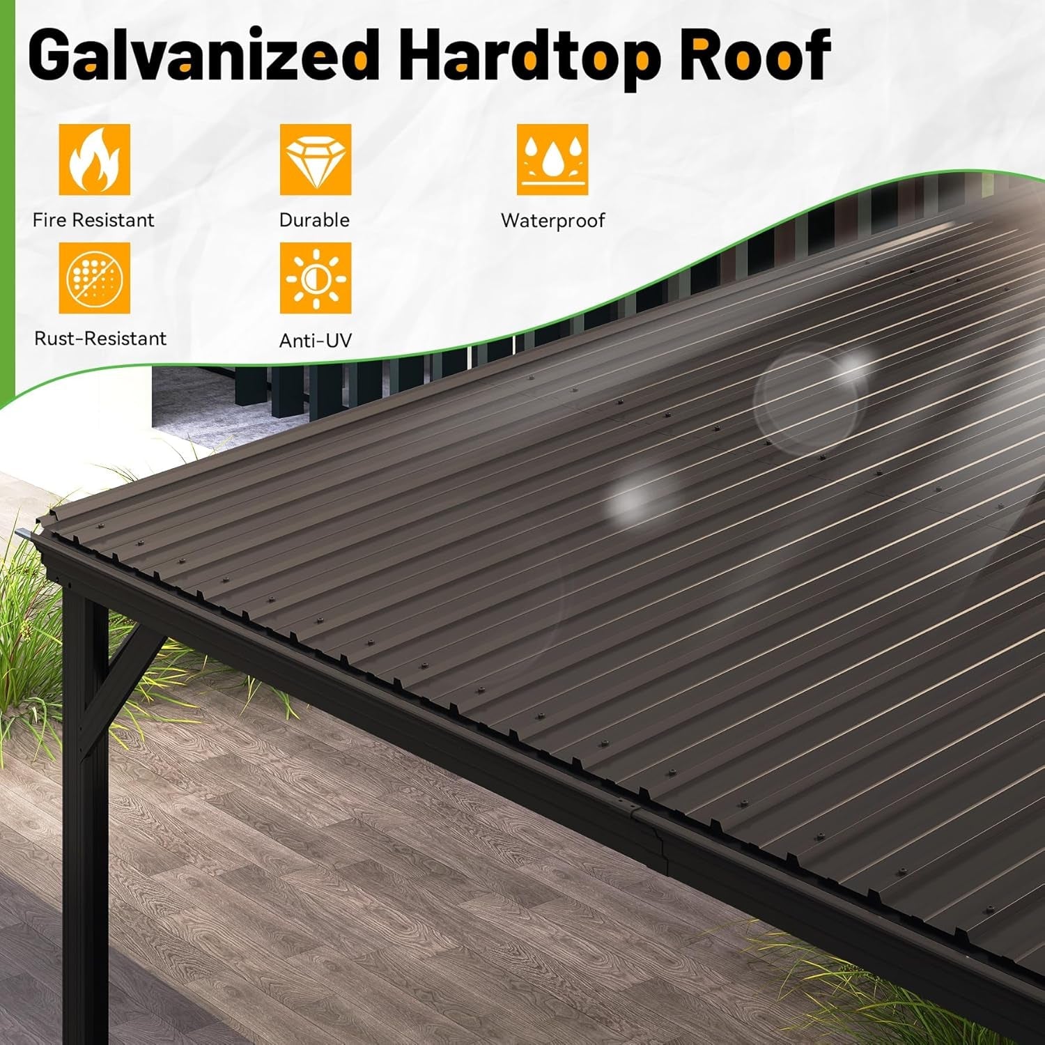 10x14 Ft WallMounted Gazebo WeatherproofRustResistant Hardtop