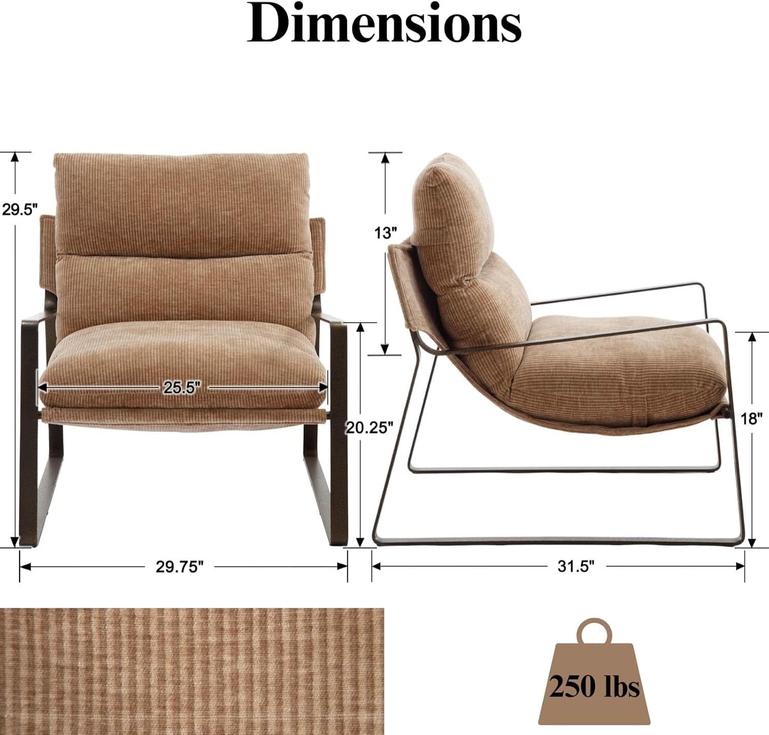 Khaki Chenille Upholstered Accent Chair Bundle Set