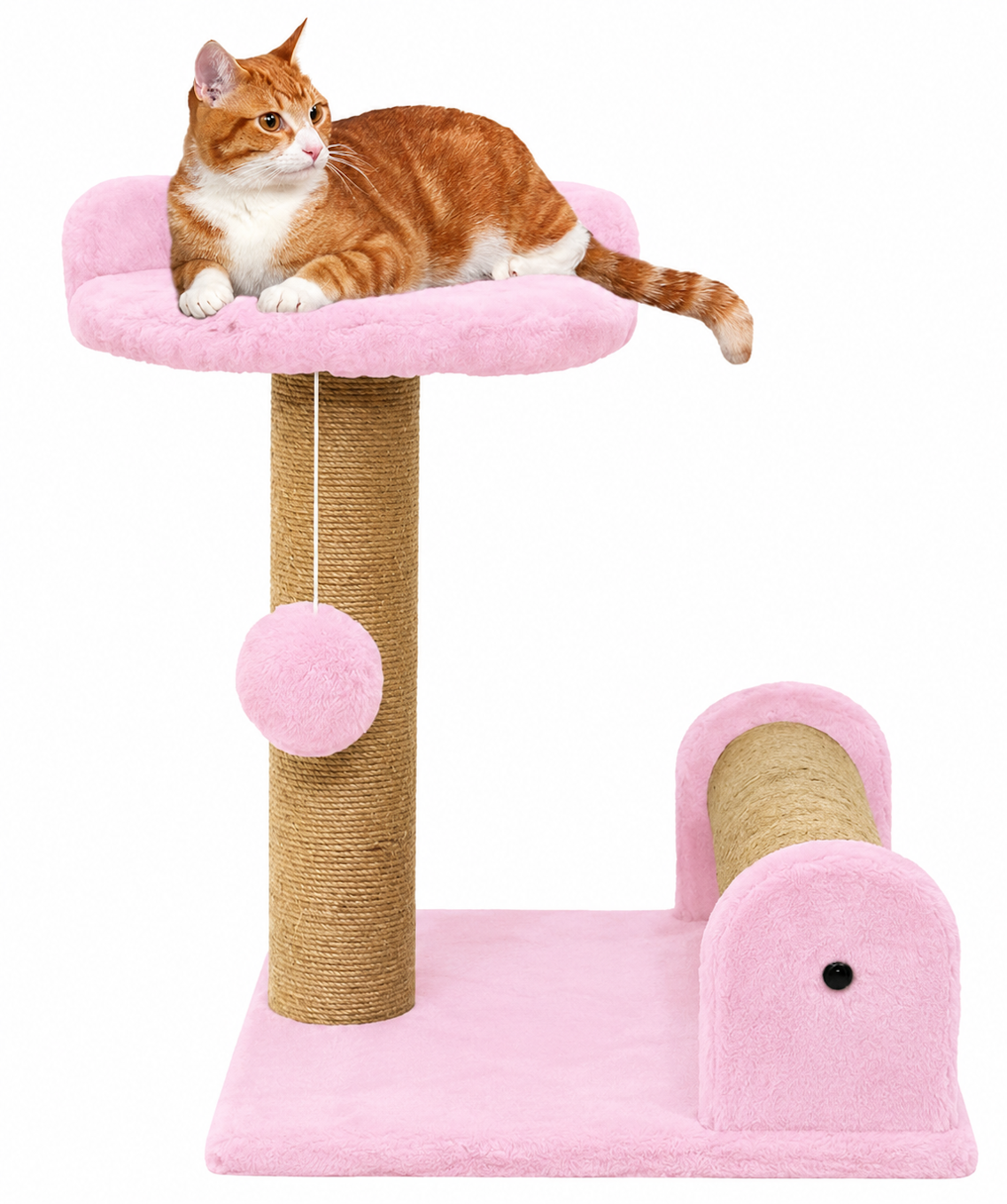 Pink Cat Tree with Bed, Tunnel and Toy