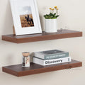 Wooden Floating Wall Shelf Set of 2 – Walnut