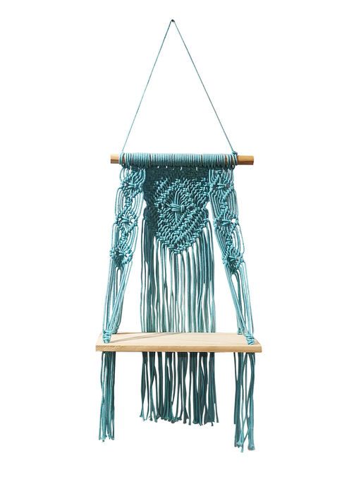 Macrame Wall Shelf Wood Floating Butterfly,Turquoise