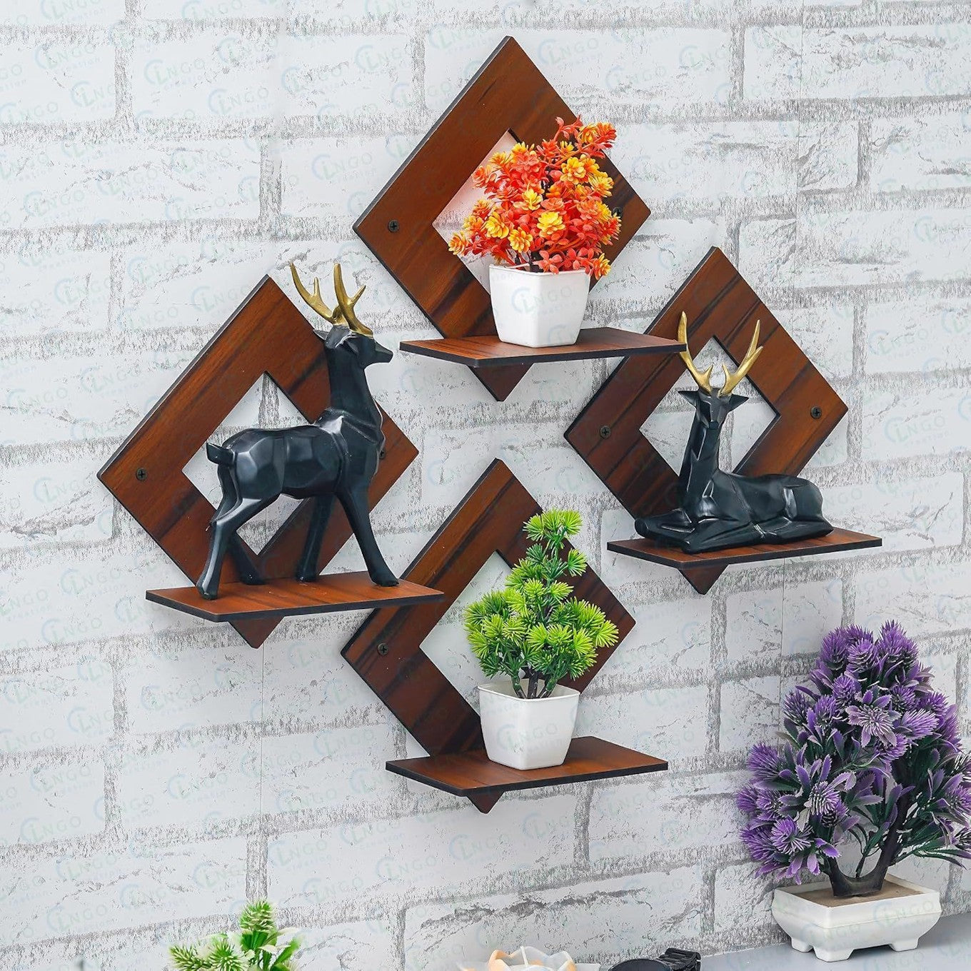 Floating Wooden Display Wall Shelf