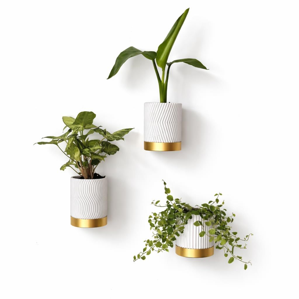 Wall Hanging Planter White Gold Finish