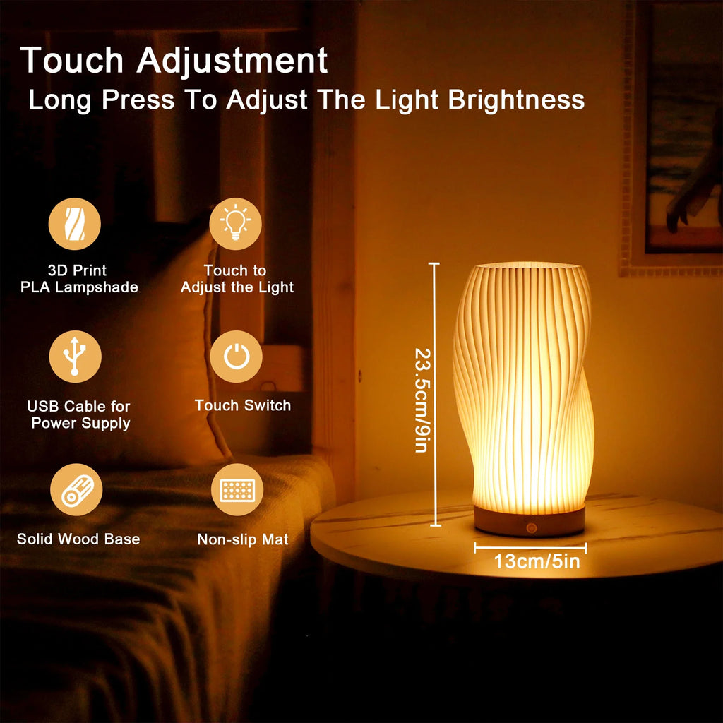 9”H Touch Table Lamp 3D-Printing(Spiral)