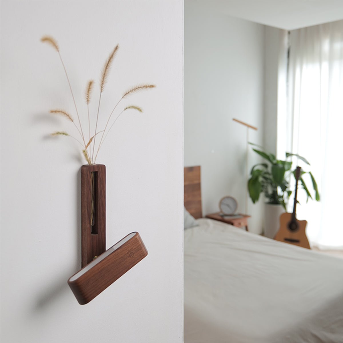 Solid Wood Magnetic Sconce Vase Touch Switch Light
