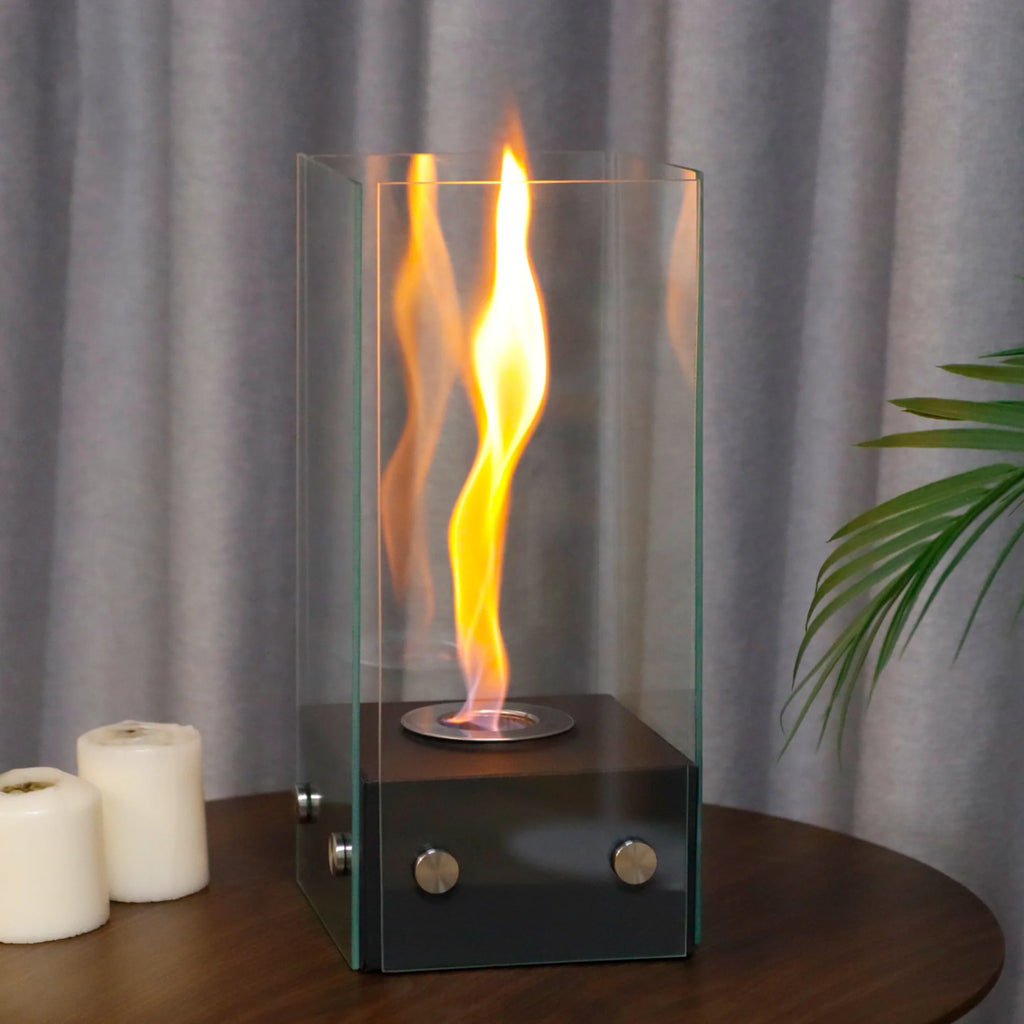 Rectangular Glass Tabletop Firepit 35cm H