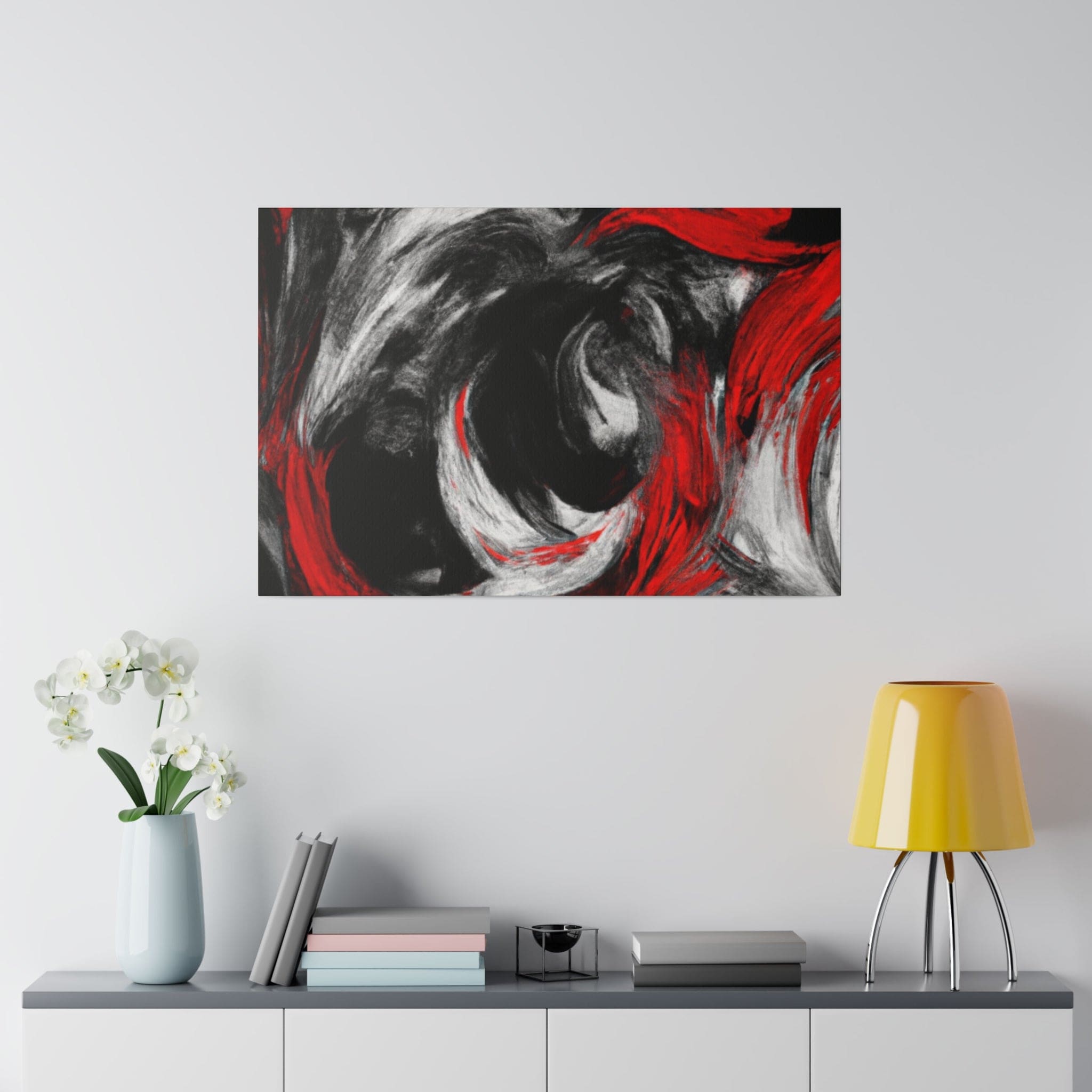 Wall Art Decor - Canvas Print Artwork Decorative Black Red White