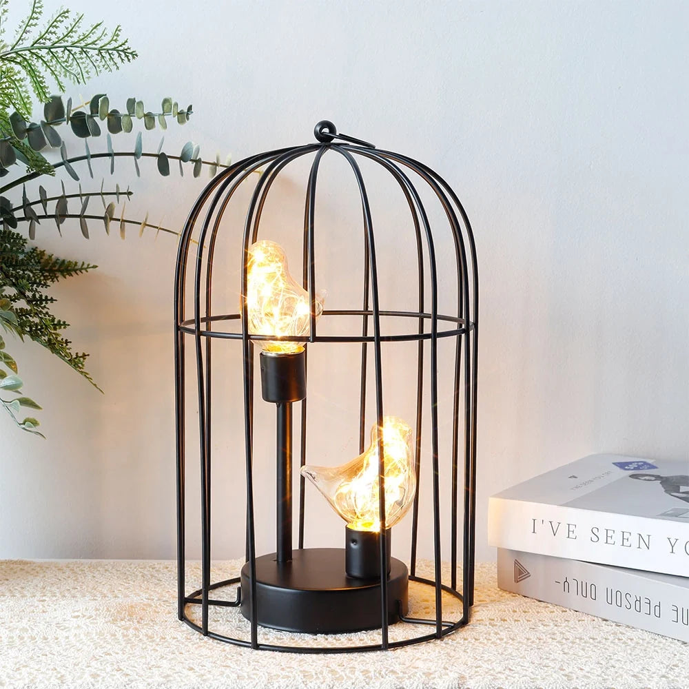 12"Tall Battery Operated Birdcage Decorative Lamp