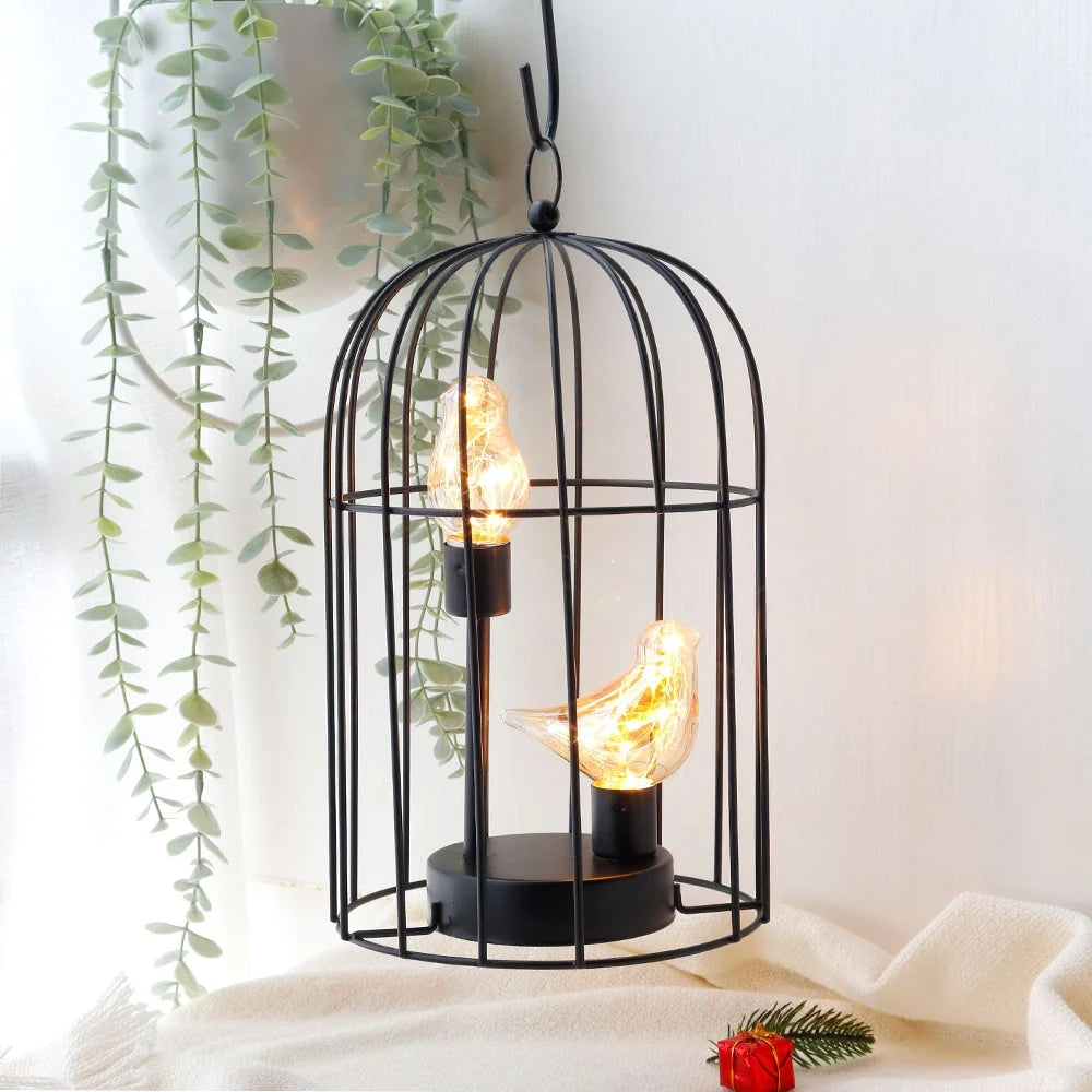 12"Tall Battery Operated Birdcage Decorative Lamp