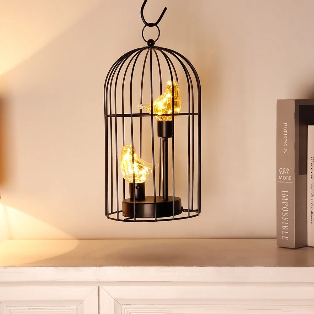 12"Tall Battery Operated Birdcage Decorative Lamp